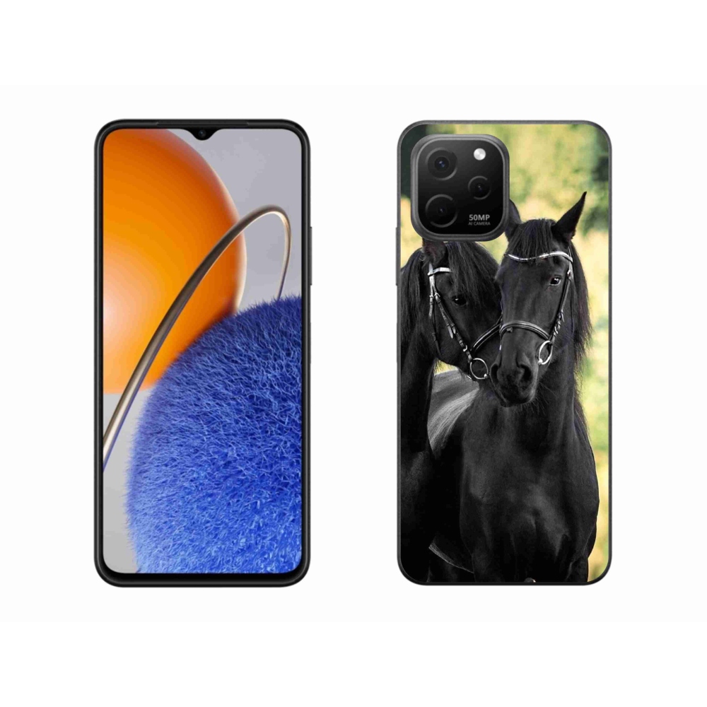 Gelový kryt mmCase na Huawei Nova Y61 - dva černí koně