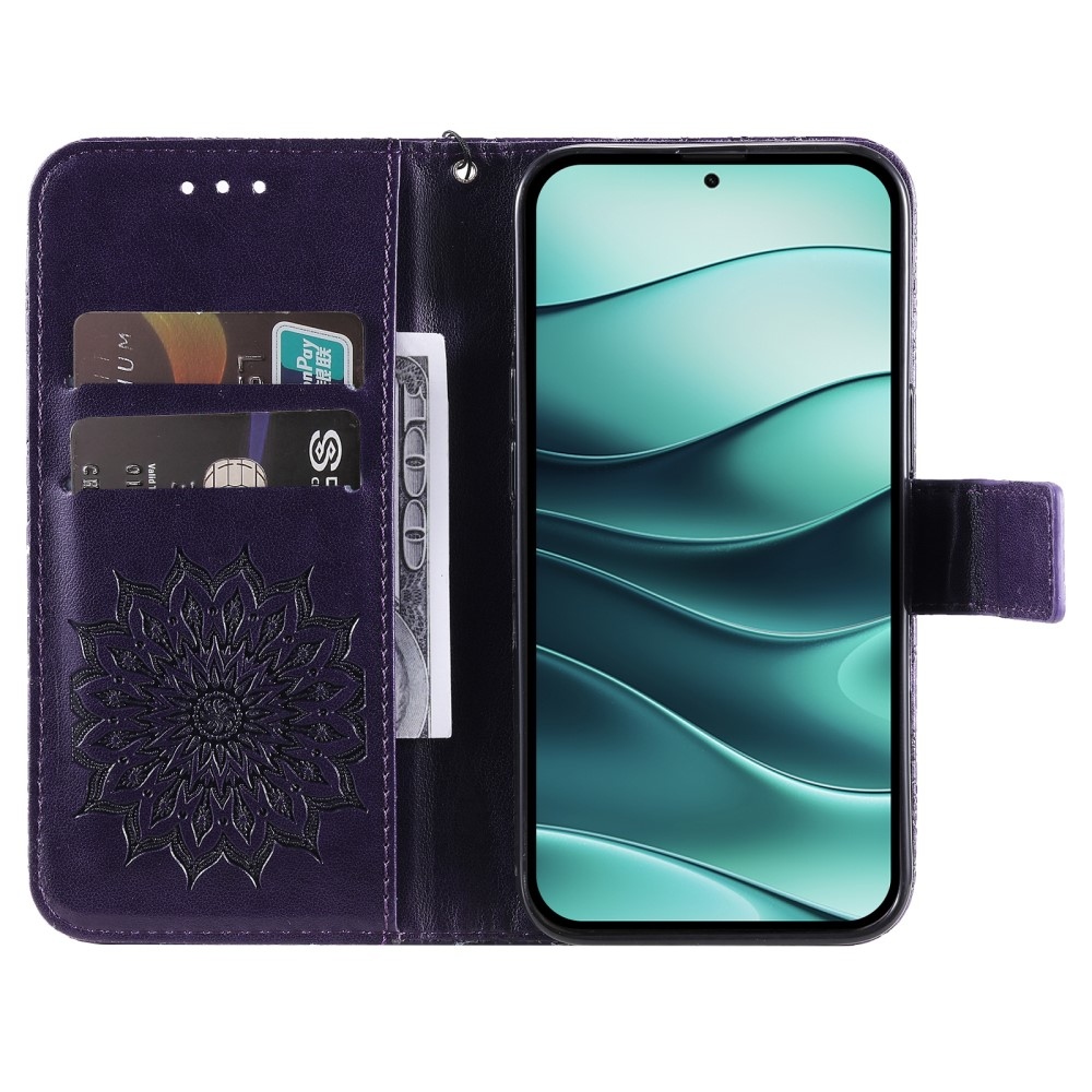 Sunflower knížkové pouzdro na Xiaomi Redmi Note 14 5G - tmavěfialové