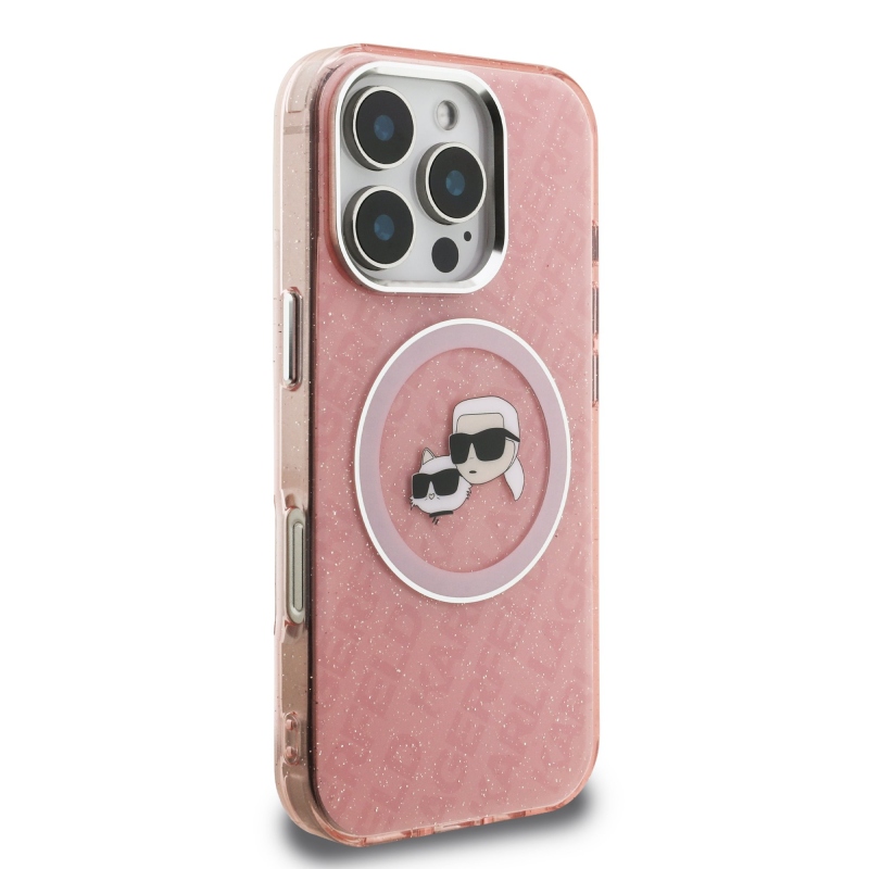Karl Lagerfeld IML K&CH Heads Repeated Logo MagSafe Zadní Kryt pro iPhone 16 Pro Max Pink