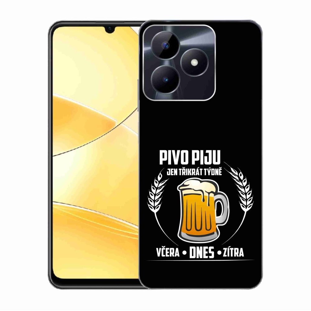 Gelový kryt mmCase na Realme C51/C53 - pivní motiv černé pozadí