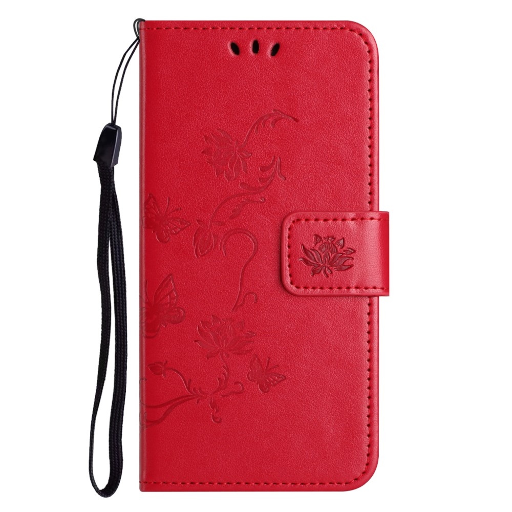 Flower knížkové pouzdro na iPhone 16 Pro - červené