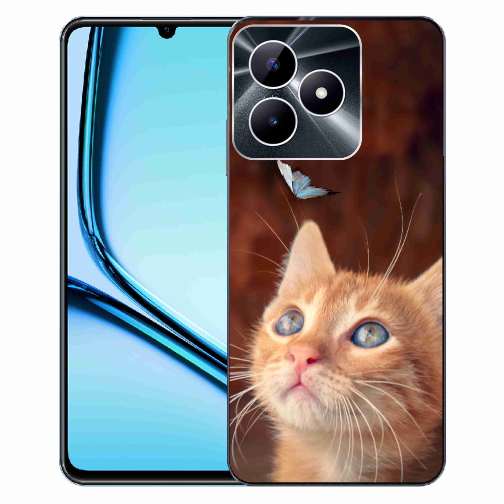 Gelový kryt mmCase na Realme Note 50 - motýl a kotě