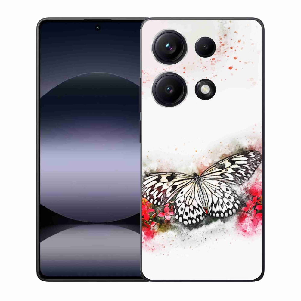 Gelový kryt mmCase na Xiaomi Redmi Note 14S - černobílý motýl