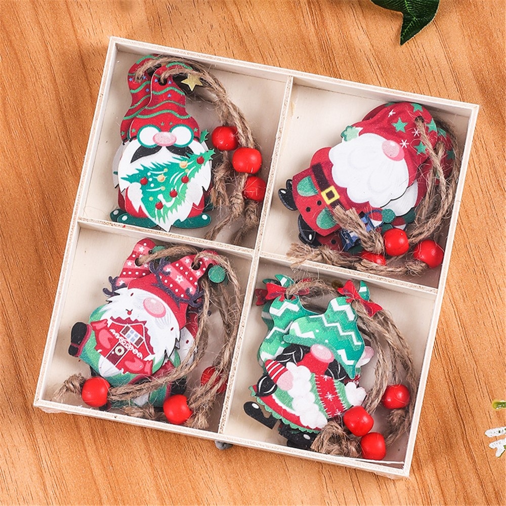 Závěsná kolekce dřevěných zimních skřítků 12 ks - varianta 7