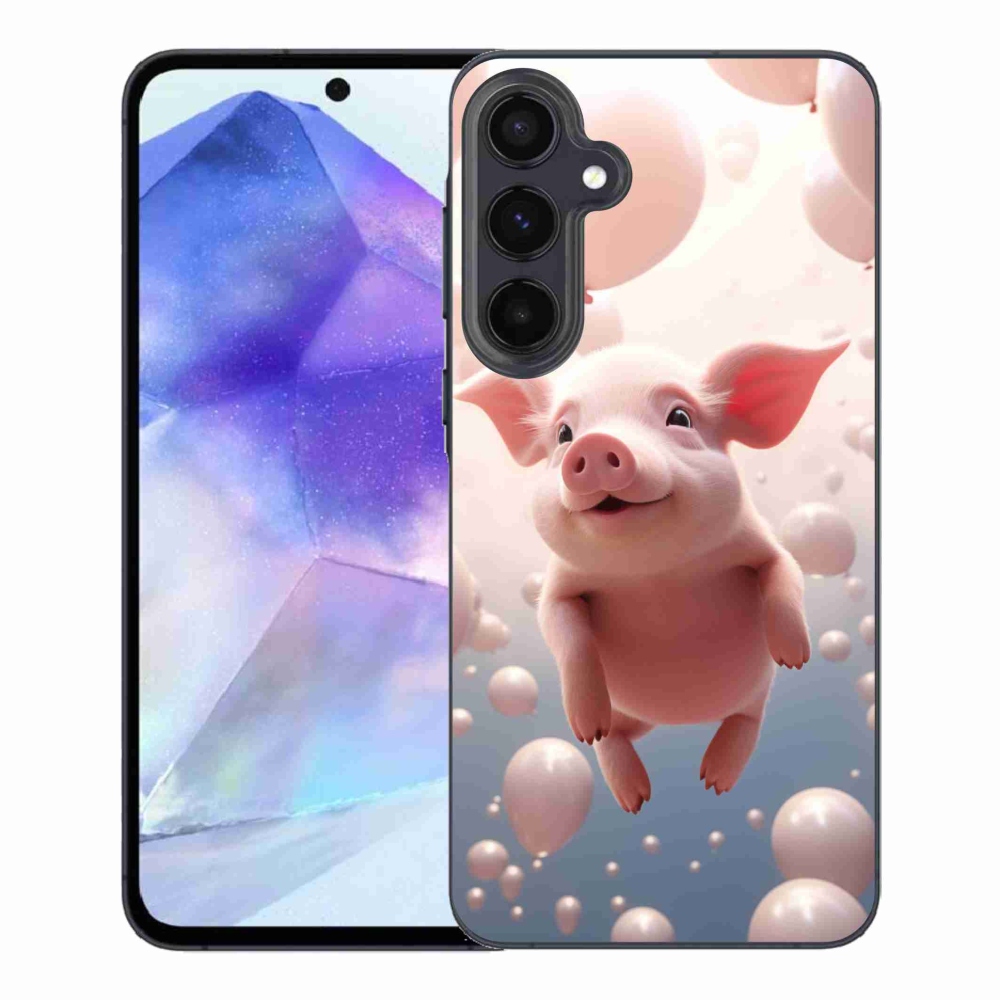 Gelový kryt mmCase na Samsung Galaxy A55 5G - prasátko s balónky