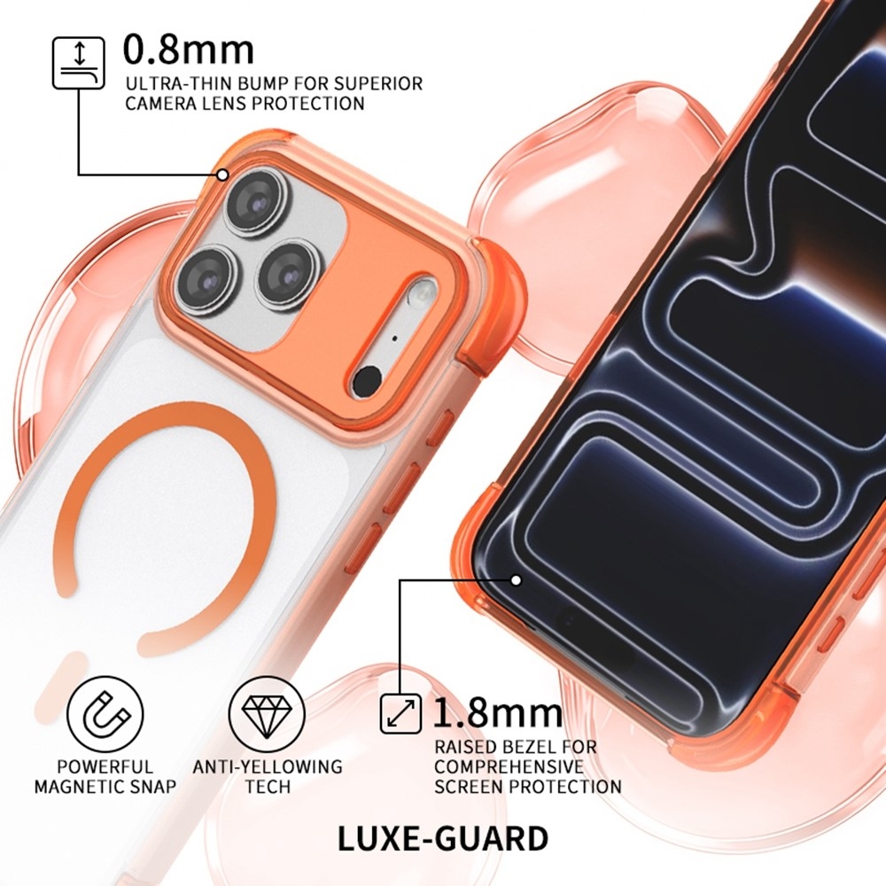 Outer gelový obal s pevnými zády a MagSafe na mobil iPhone 18 Pro Max/17 Pro Max - oranžový
