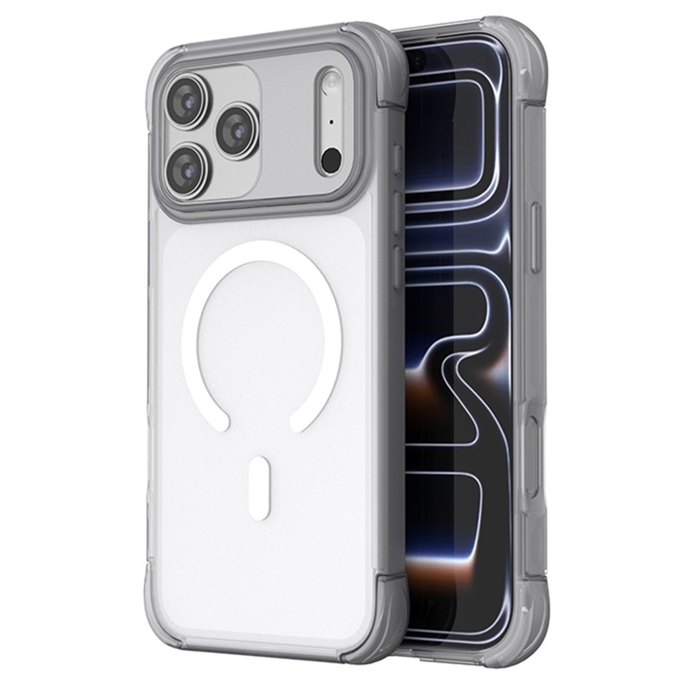 Outer gelový obal s pevnými zády a MagSafe na mobil iPhone 18 Pro Max/17 Pro Max - šedý+bílý