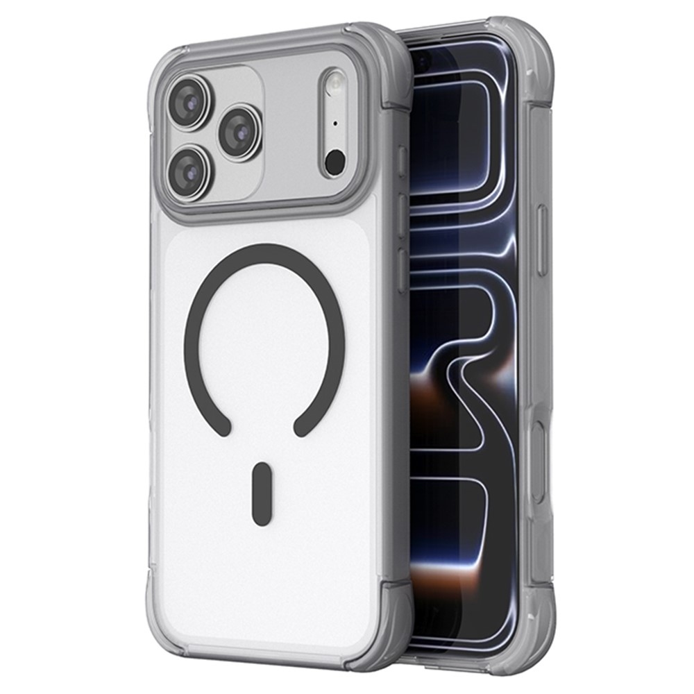 Outer gelový obal s pevnými zády a MagSafe na mobil iPhone 18 Pro Max/17 Pro Max - šedý+černý