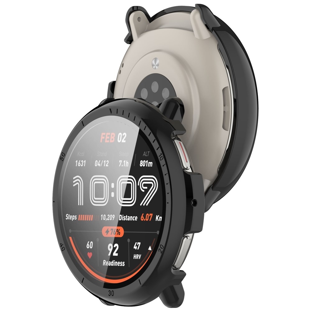 Overall plastové nasazovací pouzdro s ochranným sklem na Amazfit Active 2 - černé