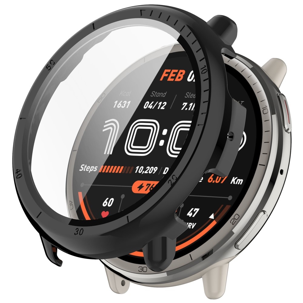 Overall plastové nasazovací pouzdro s ochranným sklem na Amazfit Active 2 - černé