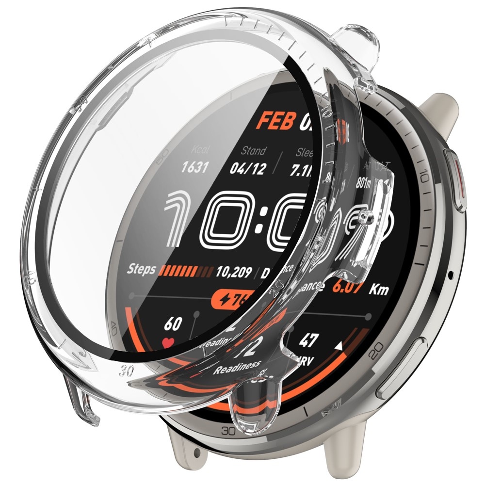 Overall plastové nasazovací pouzdro s ochranným sklem na Amazfit Active 2 - průhledné