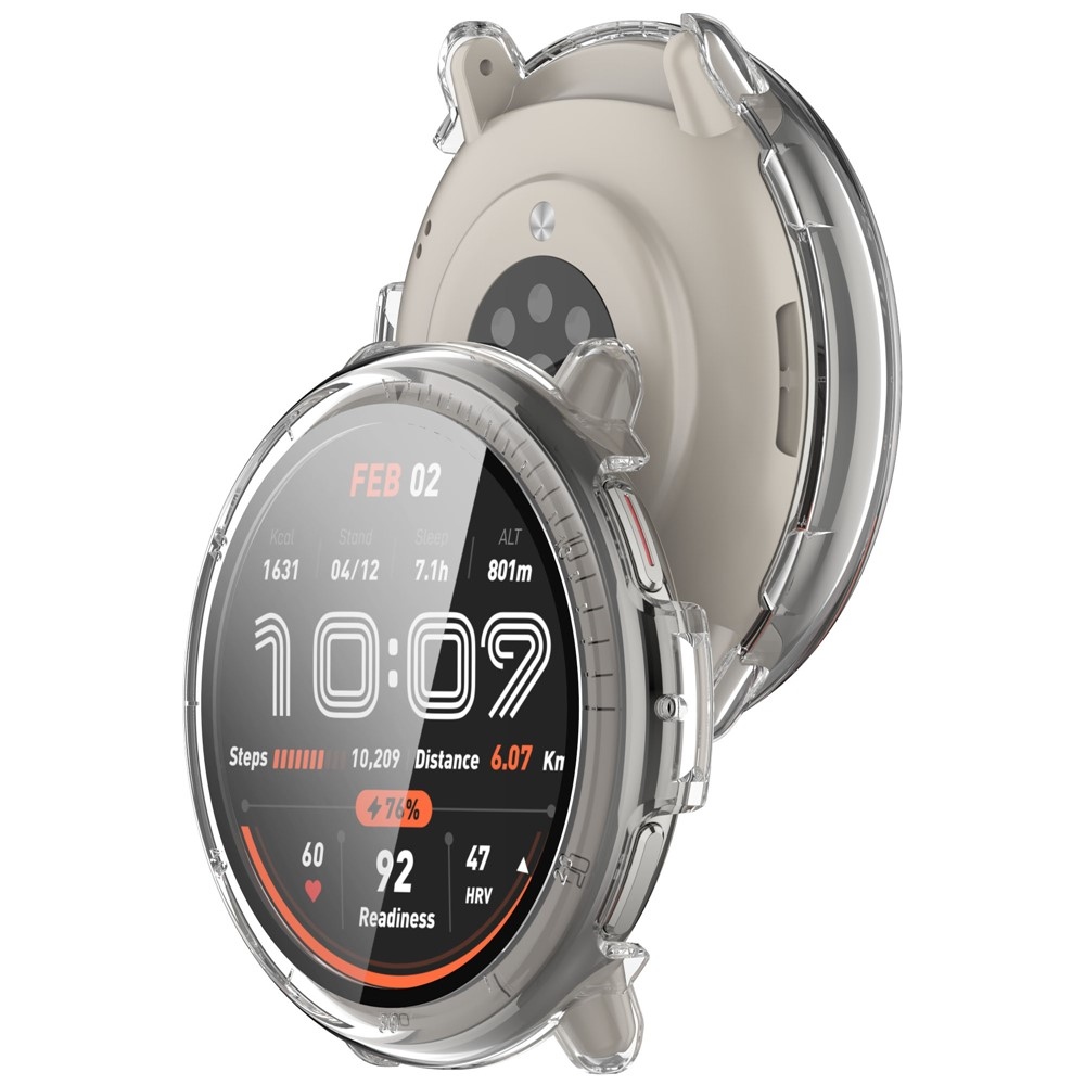 Overall plastové nasazovací pouzdro s ochranným sklem na Amazfit Active 2 - průhledné