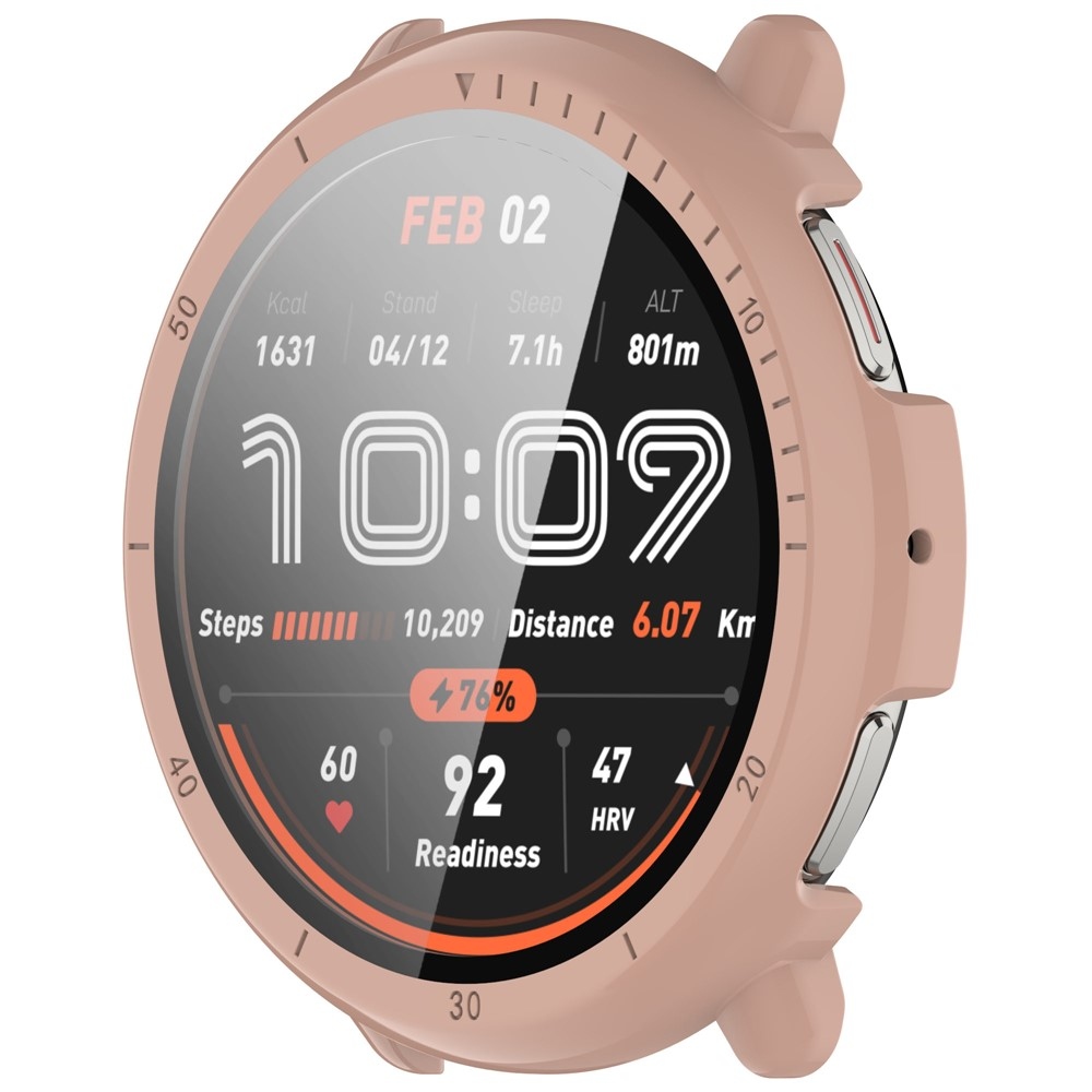 Overall plastové nasazovací pouzdro s ochranným sklem na Amazfit Active 2 - růžové