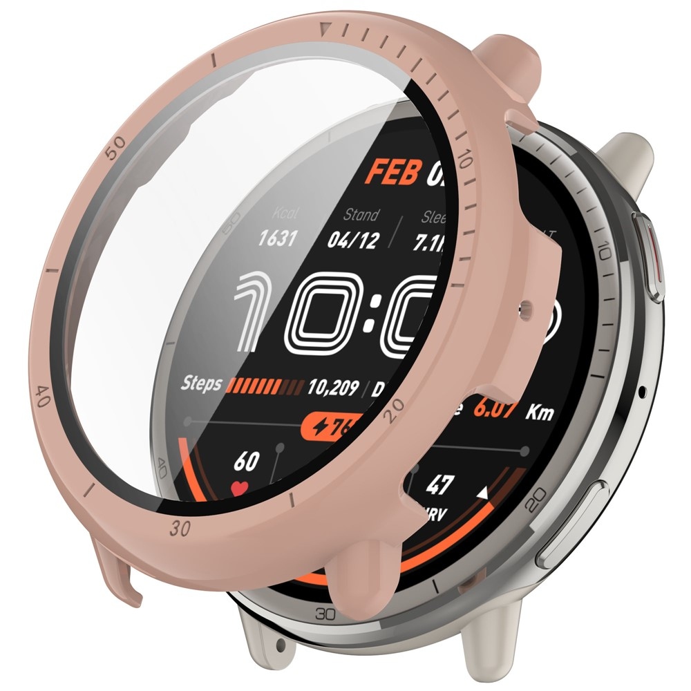 Overall plastové nasazovací pouzdro s ochranným sklem na Amazfit Active 2 - růžové