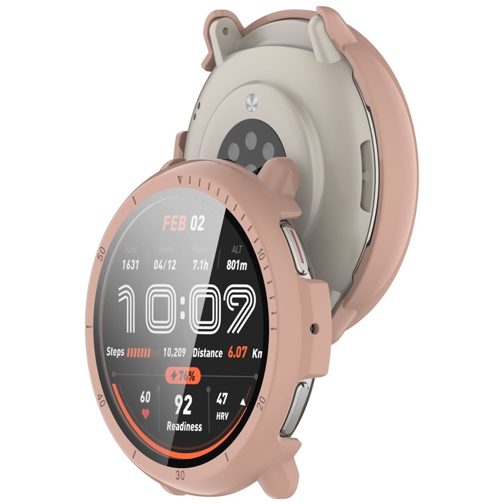 Overall plastové nasazovací pouzdro s ochranným sklem na Amazfit Active 2 - růžové