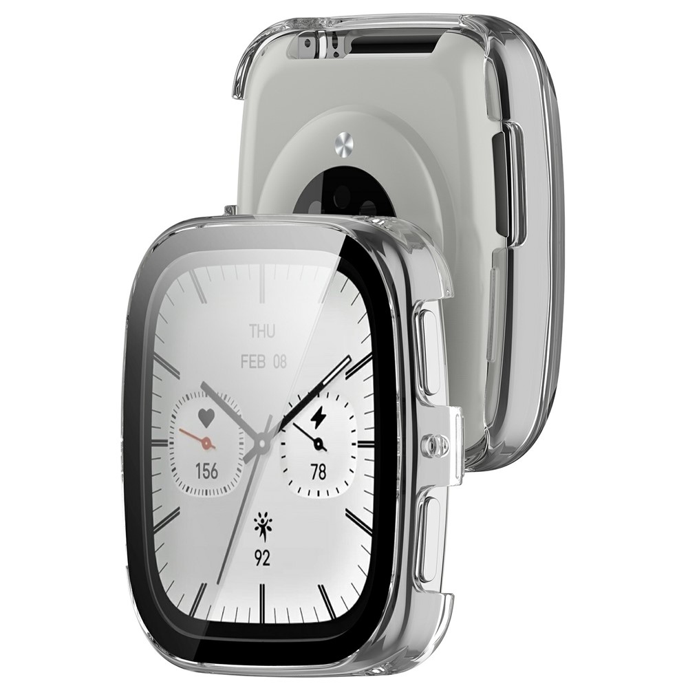 Overall plastové nasazovací pouzdro s ochranným sklem na Amazfit Active 2 Square - průhledné