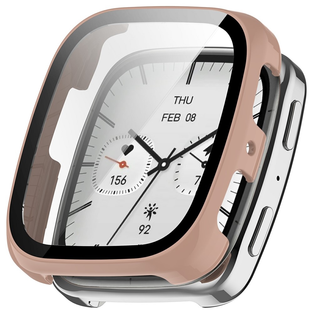 Overall plastové nasazovací pouzdro s ochranným sklem na Amazfit Active 2 Square - růžové