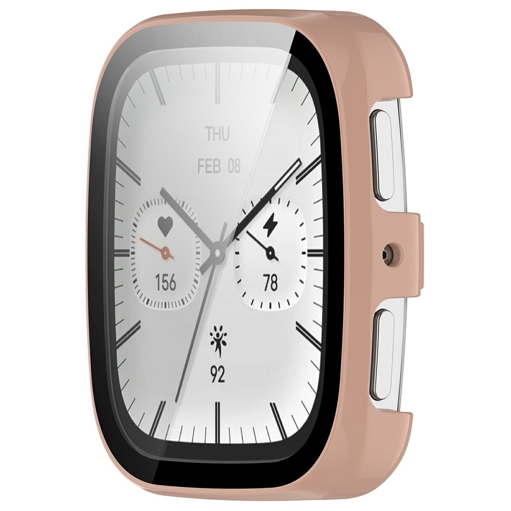 Overall plastové nasazovací pouzdro s ochranným sklem na Amazfit Active 2 Square - růžové