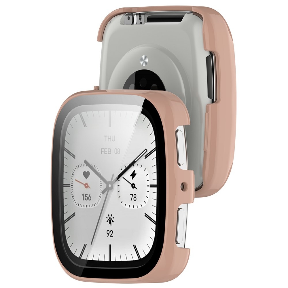 Overall plastové nasazovací pouzdro s ochranným sklem na Amazfit Active 2 Square - růžové