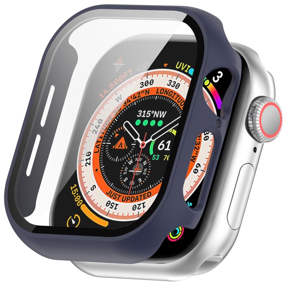Overall plastové nasazovací pouzdro s ochranným sklem na Apple Watch 11/10 42mm - modré