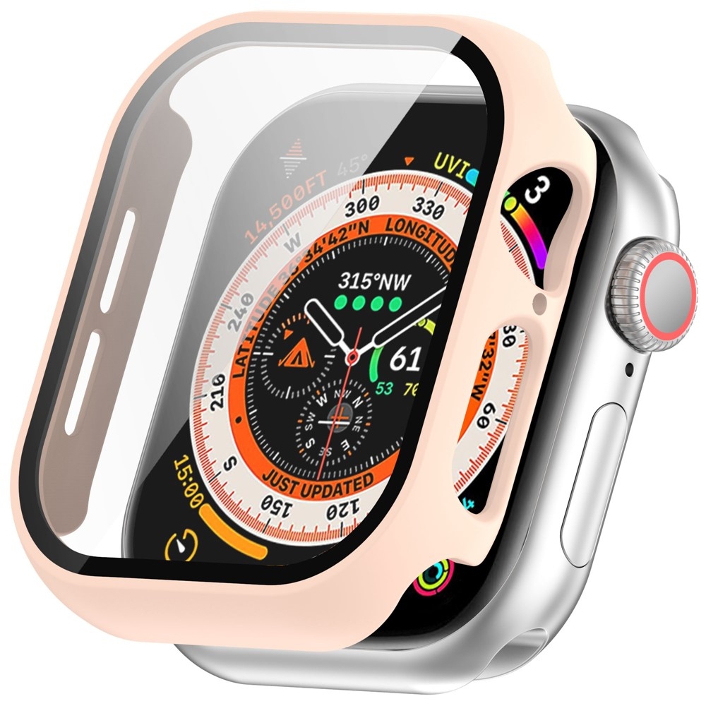Overall plastové nasazovací pouzdro s ochranným sklem na Apple Watch 11/10 42mm - růžové