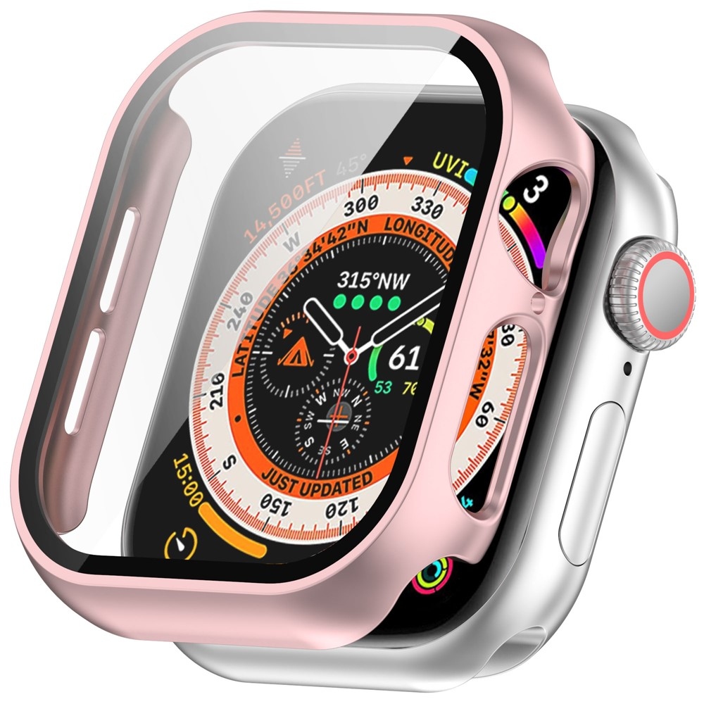 Overall plastové nasazovací pouzdro s ochranným sklem na Apple Watch 11/10 42mm - růžovozlaté