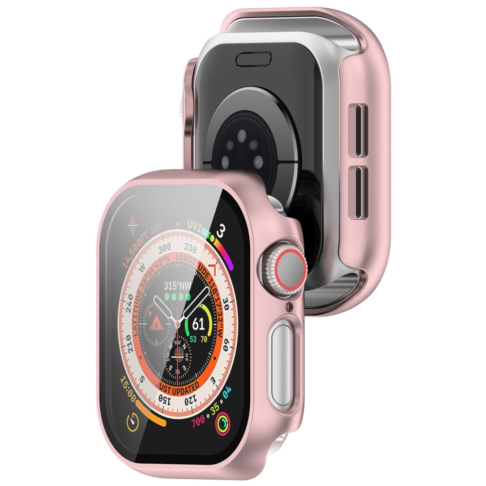 Overall plastové nasazovací pouzdro s ochranným sklem na Apple Watch 11/10 42mm - růžovozlaté