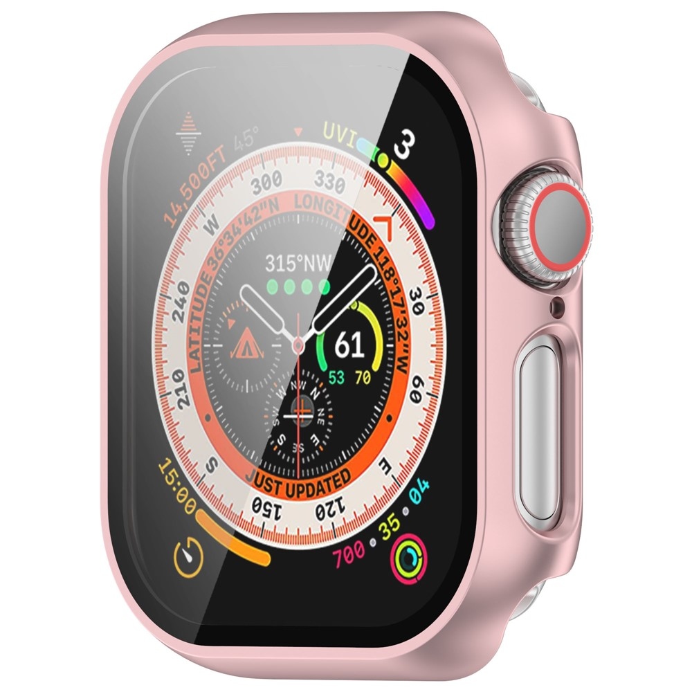 Overall plastové nasazovací pouzdro s ochranným sklem na Apple Watch 11/10 42mm - růžovozlaté