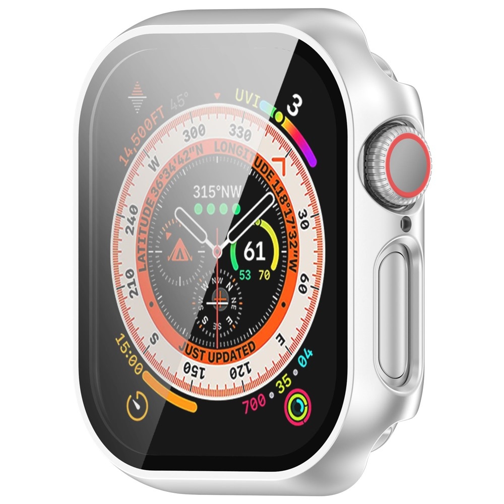Overall plastové nasazovací pouzdro s ochranným sklem na Apple Watch 11/10 42mm - stříbrné
