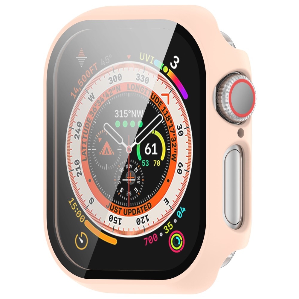Overall plastové nasazovací pouzdro s ochranným sklem na Apple Watch 11/10 46mm - růžové