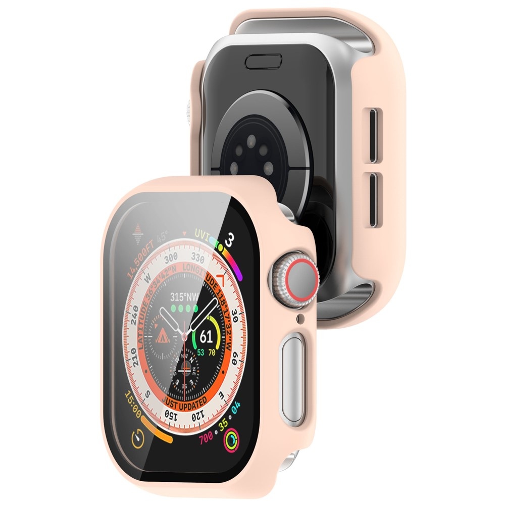 Overall plastové nasazovací pouzdro s ochranným sklem na Apple Watch 11/10 46mm - růžové