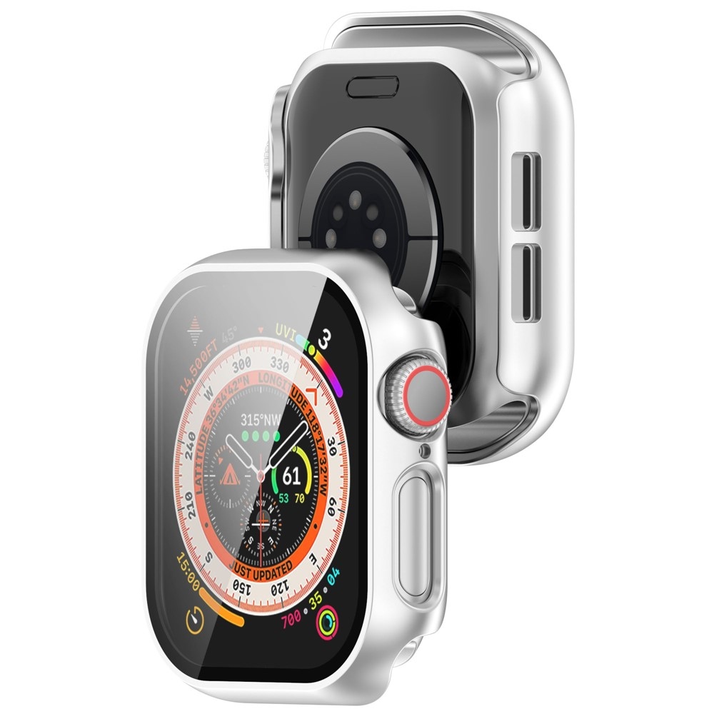 Overall plastové nasazovací pouzdro s ochranným sklem na Apple Watch 11/10 46mm - stříbrné