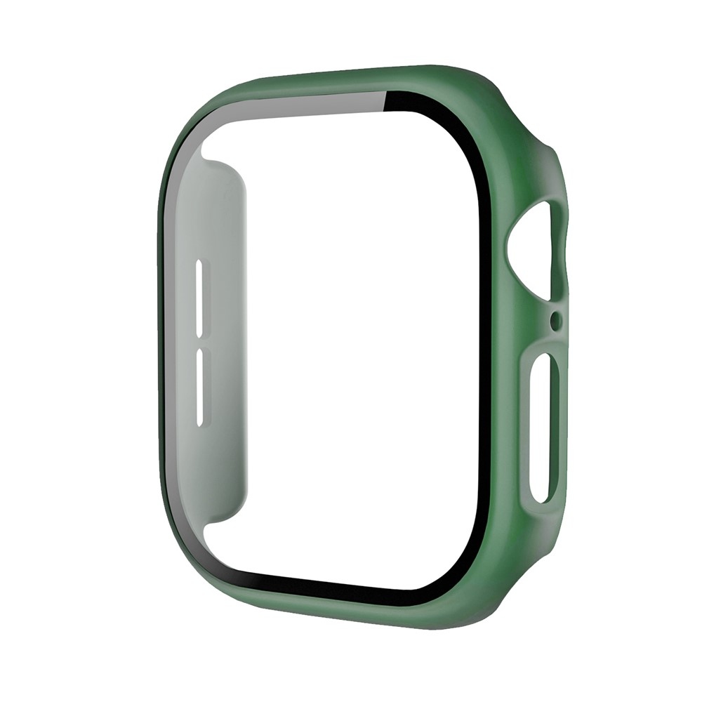 Overall plastové nasazovací pouzdro s ochranným sklem na Apple Watch 12 42mm - army zelené