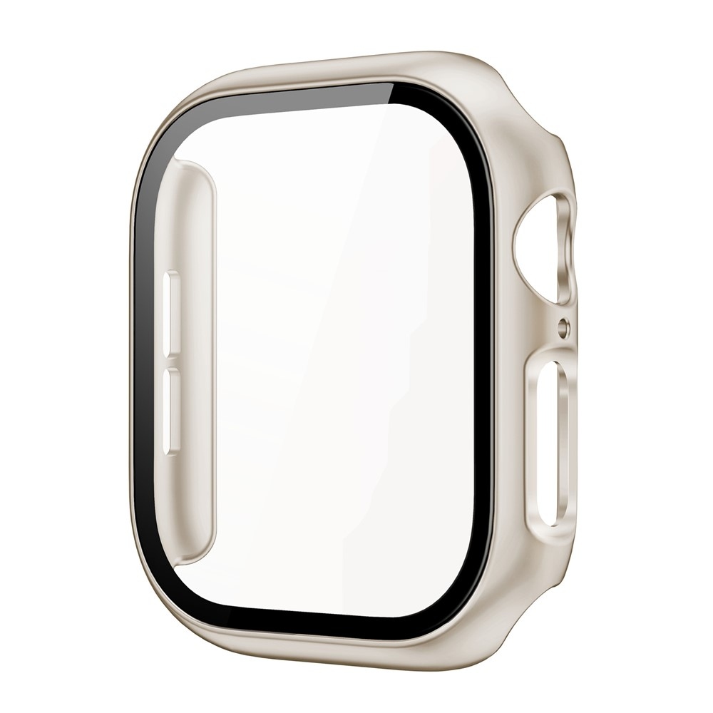 Overall plastové nasazovací pouzdro s ochranným sklem na Apple Watch 12 42mm - béžové
