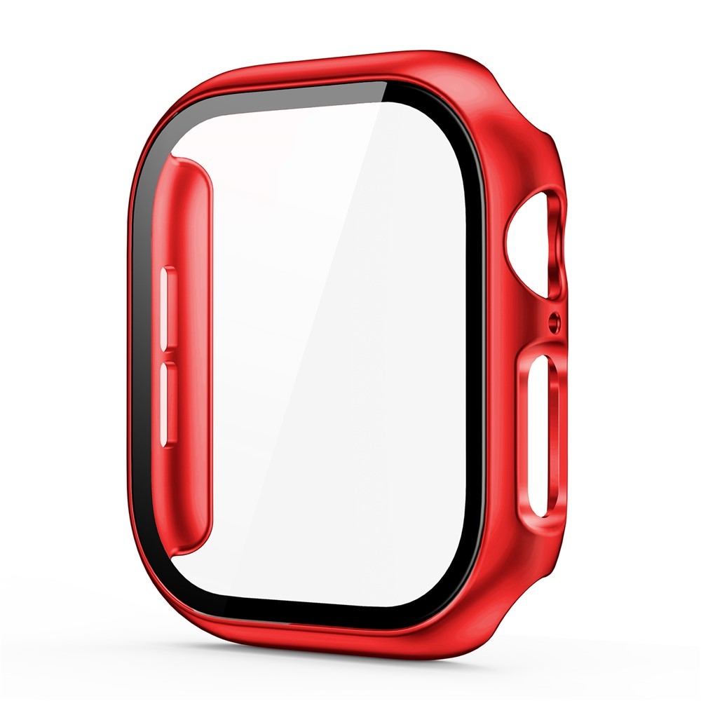 Overall plastové nasazovací pouzdro s ochranným sklem na Apple Watch 12 42mm - červené