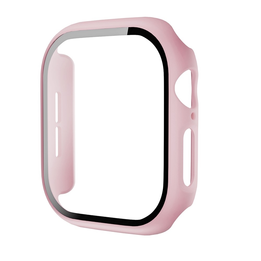 Overall plastové nasazovací pouzdro s ochranným sklem na Apple Watch 12 42mm - růžové