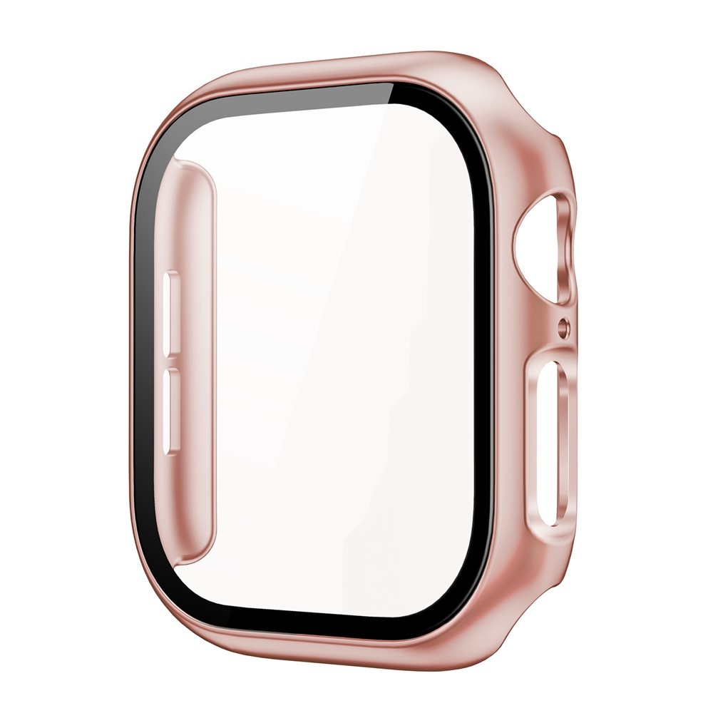 Overall plastové nasazovací pouzdro s ochranným sklem na Apple Watch 12 42mm - růžovozlaté