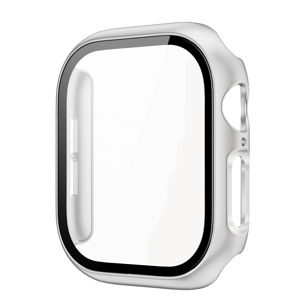 Overall plastové nasazovací pouzdro s ochranným sklem na Apple Watch 12 42mm - stříbrné