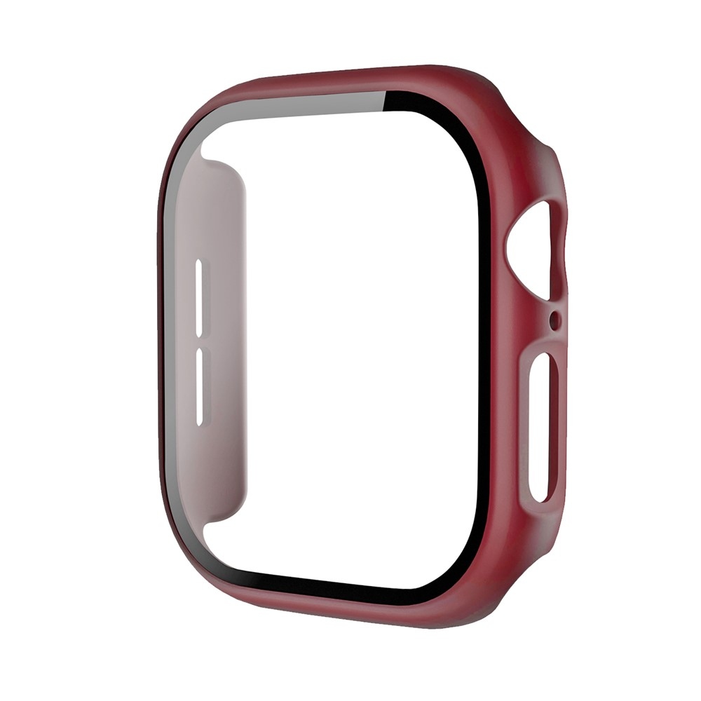 Overall plastové nasazovací pouzdro s ochranným sklem na Apple Watch 12 42mm - vínové