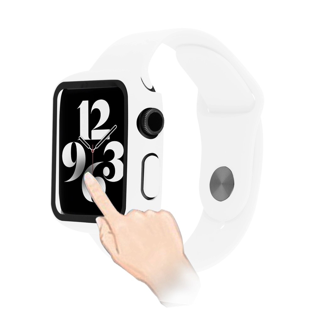 Overall plastové nasazovací pouzdro s ochranným sklem na Apple Watch SE3/SE2/SE1/Watch 6/5/4 40mm - bílé