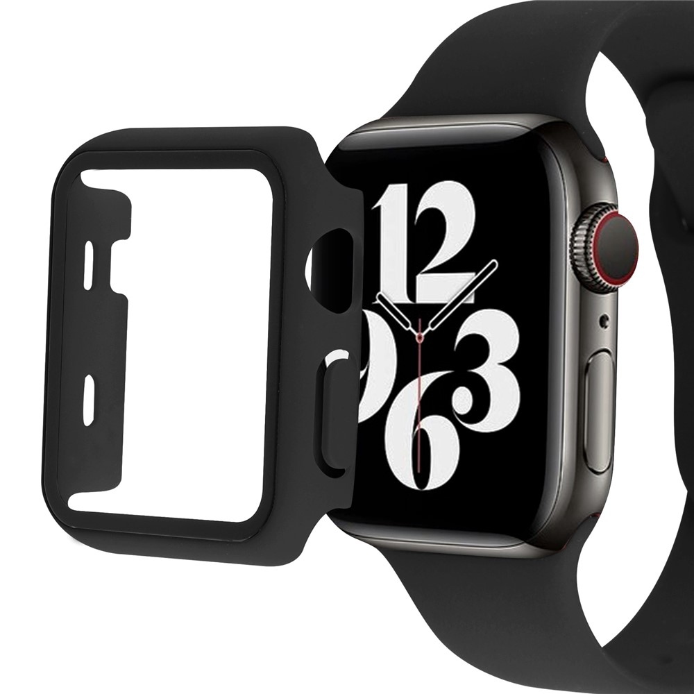 Overall plastové nasazovací pouzdro s ochranným sklem na Apple Watch SE3/SE2/SE1/Watch 6/5/4 40mm - černé