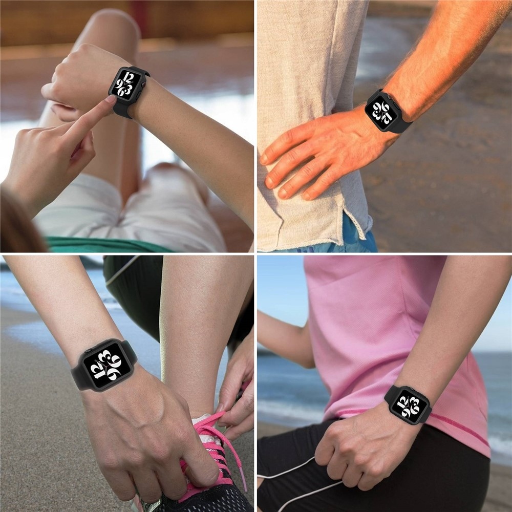 Overall plastové nasazovací pouzdro s ochranným sklem na Apple Watch SE3/SE2/SE1/Watch 6/5/4 40mm - černé