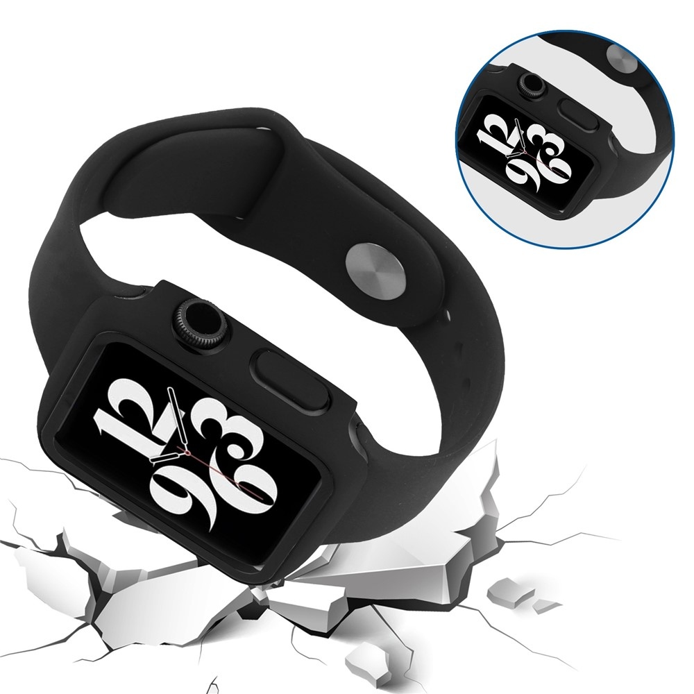 Overall plastové nasazovací pouzdro s ochranným sklem na Apple Watch SE3/SE2/SE1/Watch 6/5/4 40mm - černé