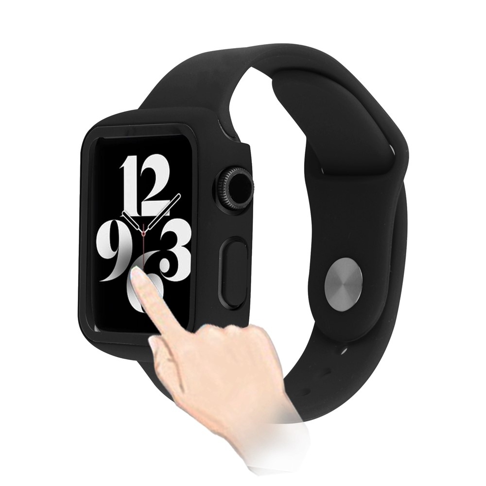 Overall plastové nasazovací pouzdro s ochranným sklem na Apple Watch SE3/SE2/SE1/Watch 6/5/4 40mm - černé