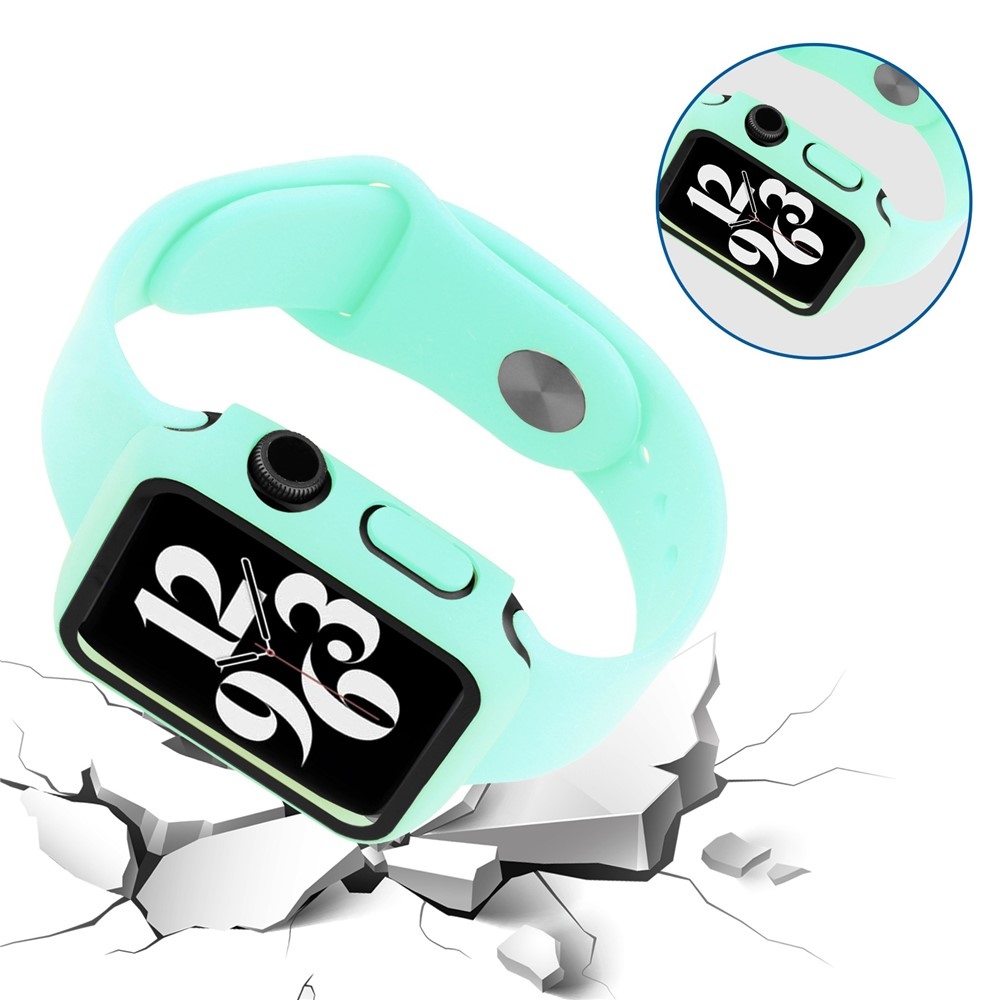 Overall plastové nasazovací pouzdro s ochranným sklem na Apple Watch SE3/SE2/SE1/Watch 6/5/4 40mm - modrozelené
