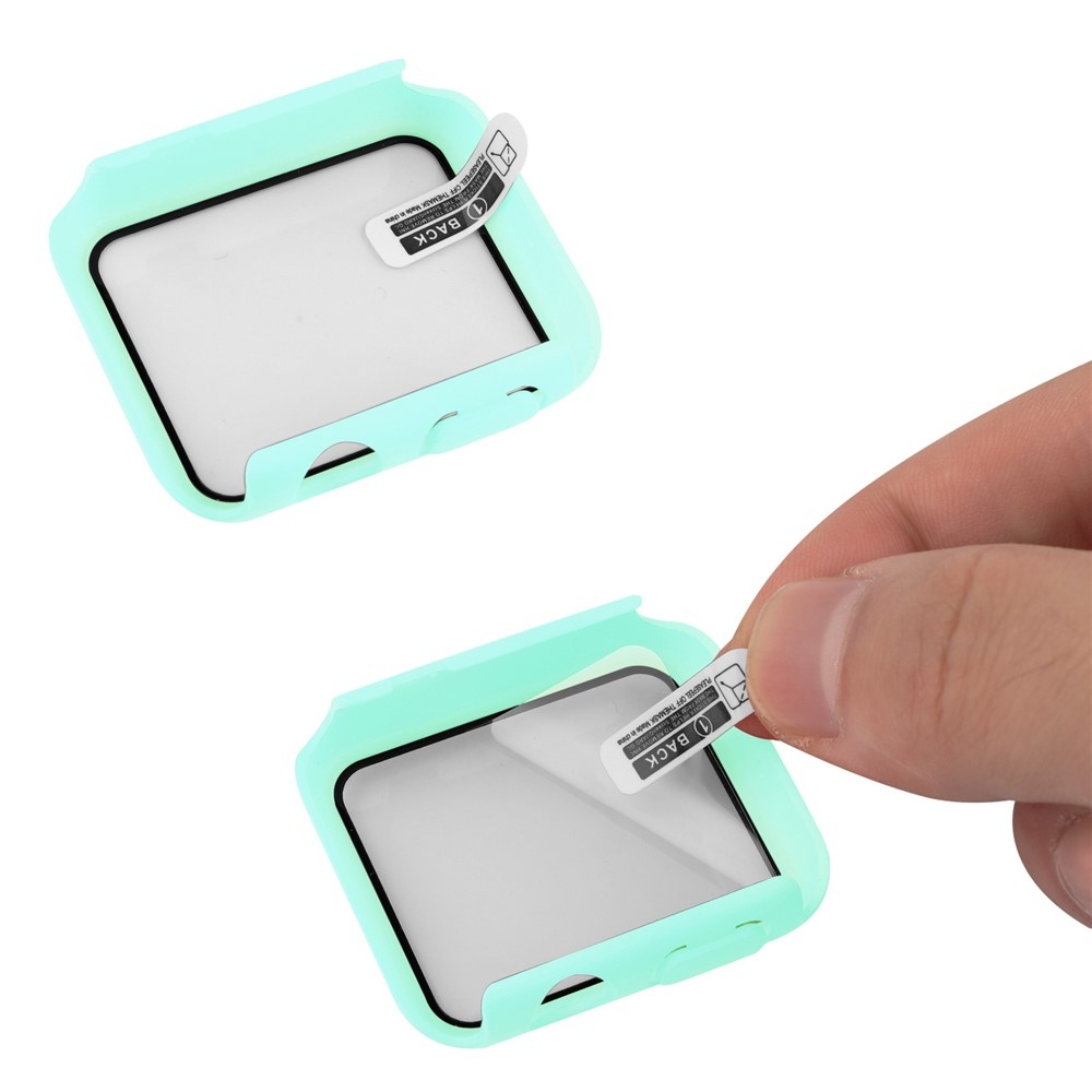 Overall plastové nasazovací pouzdro s ochranným sklem na Apple Watch SE3/SE2/SE1/Watch 6/5/4 40mm - modrozelené