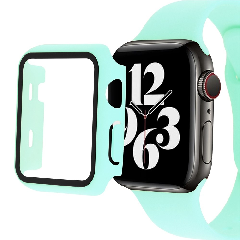 Overall plastové nasazovací pouzdro s ochranným sklem na Apple Watch SE3/SE2/SE1/Watch 6/5/4 40mm - modrozelené