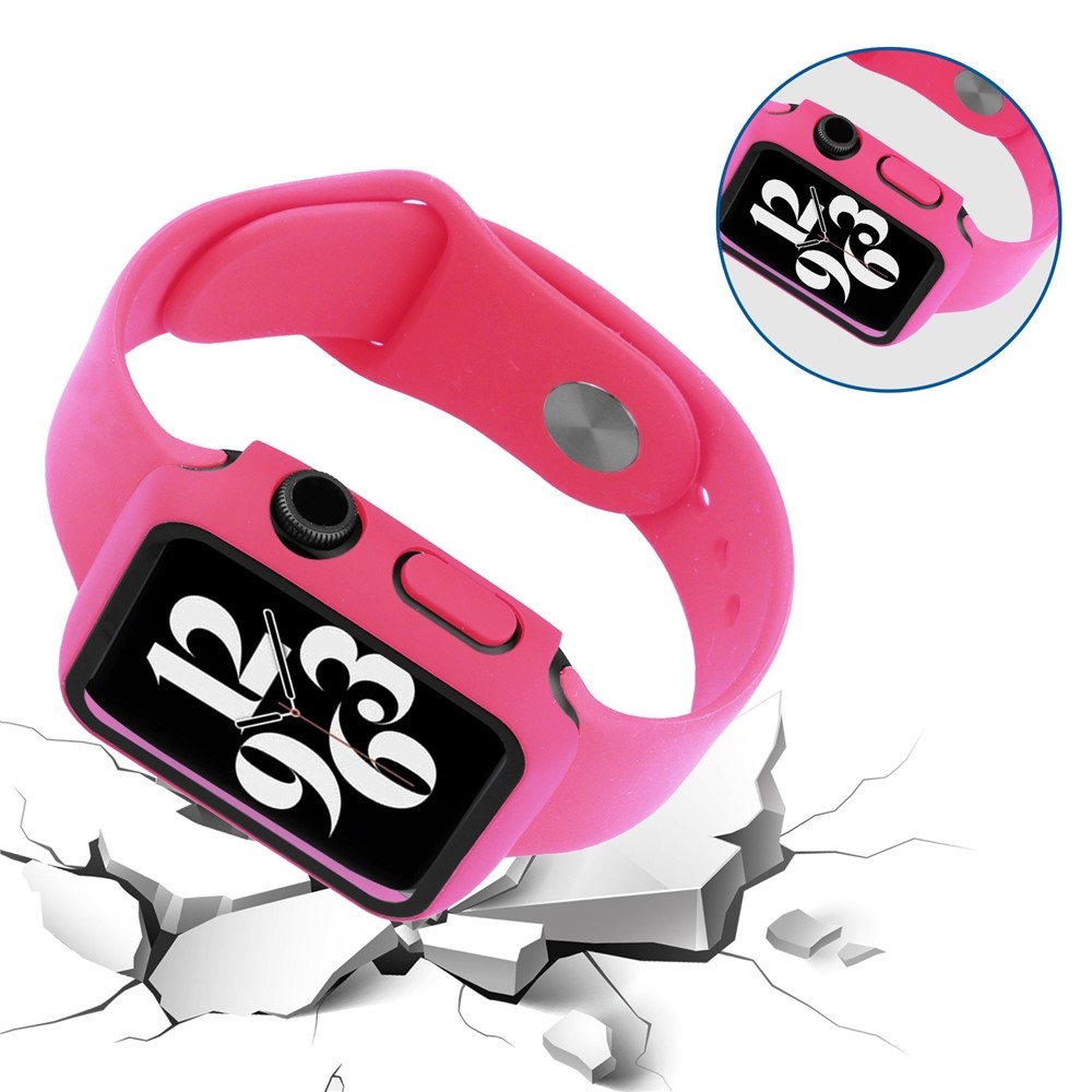 Overall plastové nasazovací pouzdro s ochranným sklem na Apple Watch SE3/SE2/SE1/Watch 6/5/4 40mm - rose