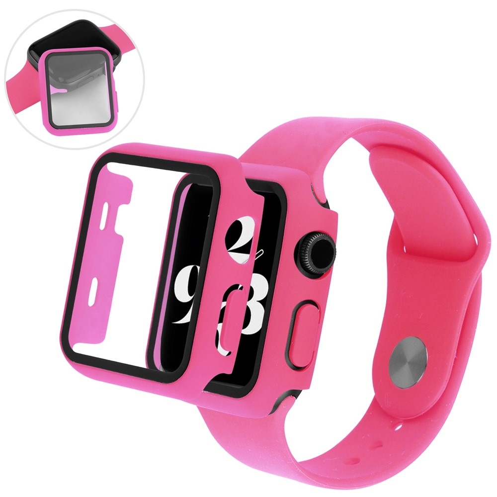 Overall plastové nasazovací pouzdro s ochranným sklem na Apple Watch SE3/SE2/SE1/Watch 6/5/4 40mm - rose