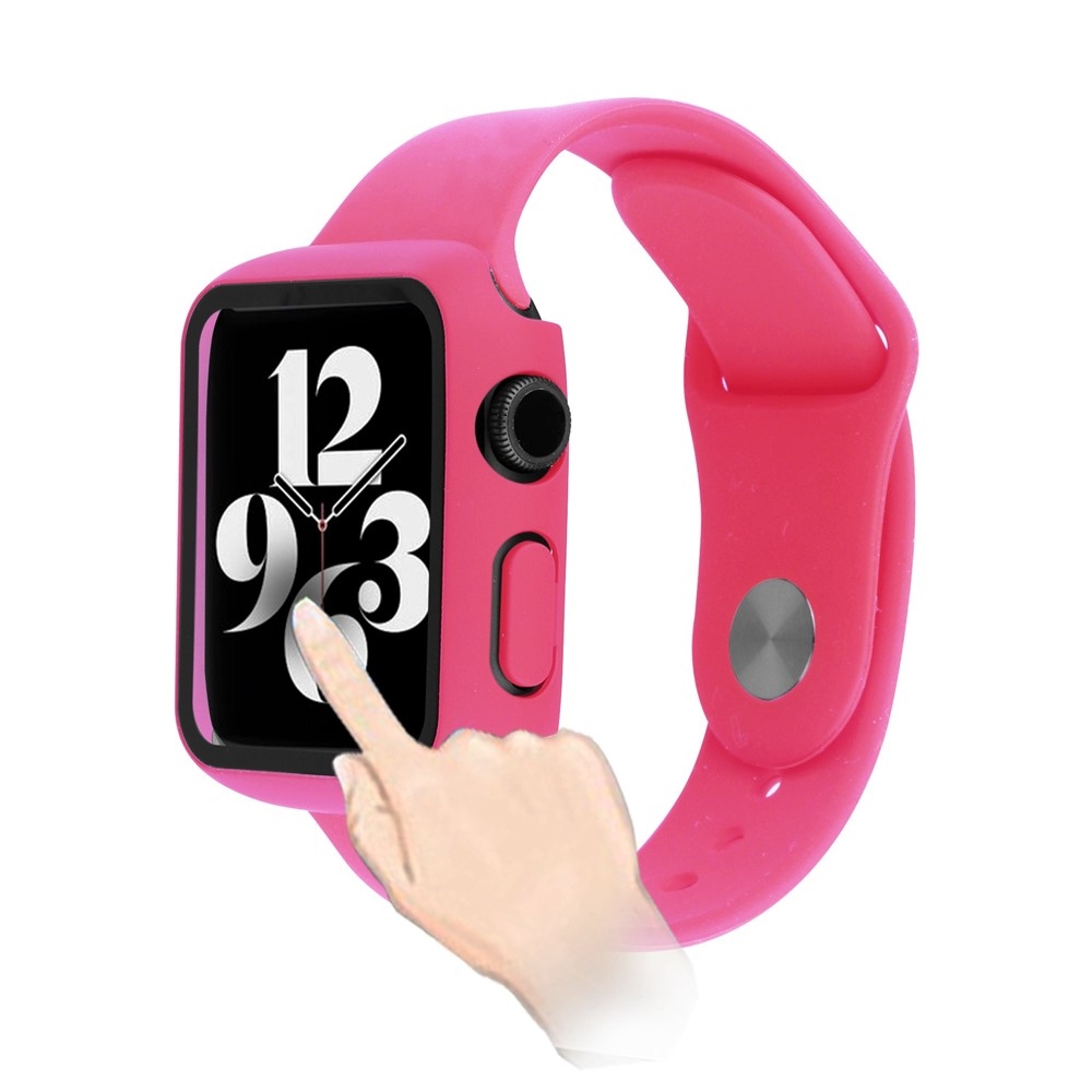 Overall plastové nasazovací pouzdro s ochranným sklem na Apple Watch SE3/SE2/SE1/Watch 6/5/4 40mm - rose